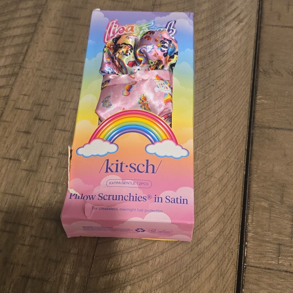 Lisa Frank Satin Pillow Hair Scrunchies 2 Pc Brand New **READ**